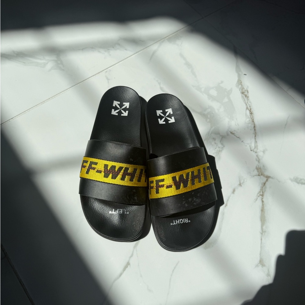 Off-White Black and Yellow Slides